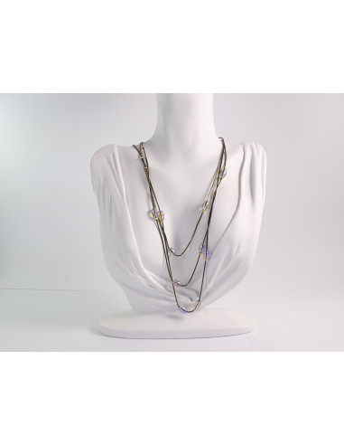 NASZYJNIK WIECZOROWY POTRÓJNY   Z KORALIKAMI...