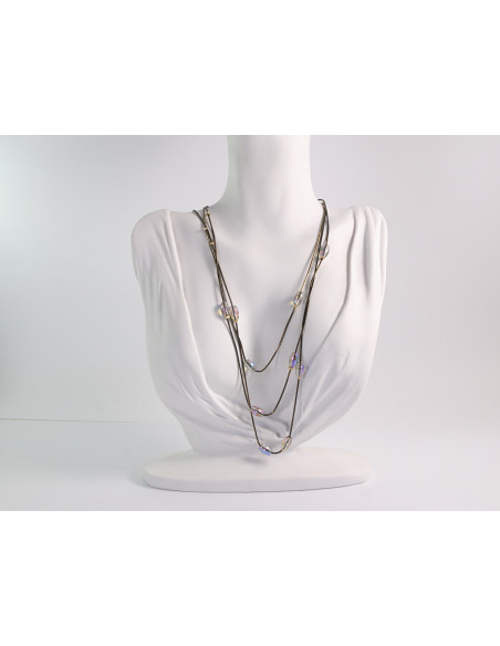 NASZYJNIK WIECZOROWY POTRÓJNY   Z KORALIKAMI Lolita Akcesoria