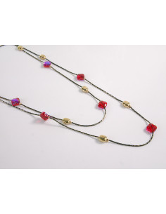 NASZYJNIK WIECZOROWY PODWÓJNY  Z KORALIKAMI Lolita Akcesoria 2