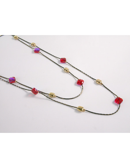 NASZYJNIK WIECZOROWY PODWÓJNY  Z KORALIKAMI Lolita Akcesoria