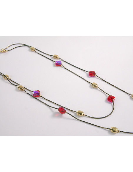 NASZYJNIK WIECZOROWY PODWÓJNY  Z KORALIKAMI Lolita Akcesoria