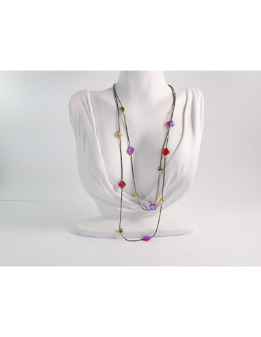 NASZYJNIK WIECZOROWY PODWÓJNY  Z KORALIKAMI...