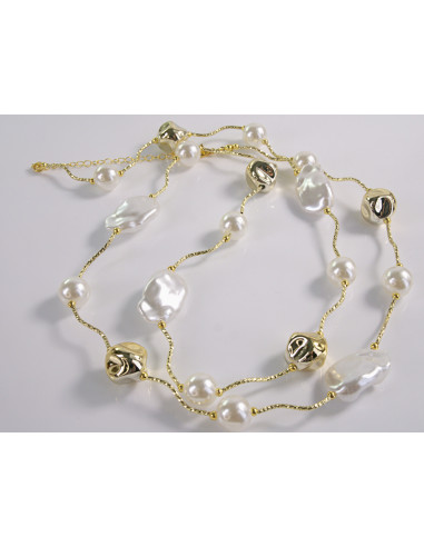 NASZYJNIK WIECZOROWY DŁUGI z PERŁAMI  PERŁY...