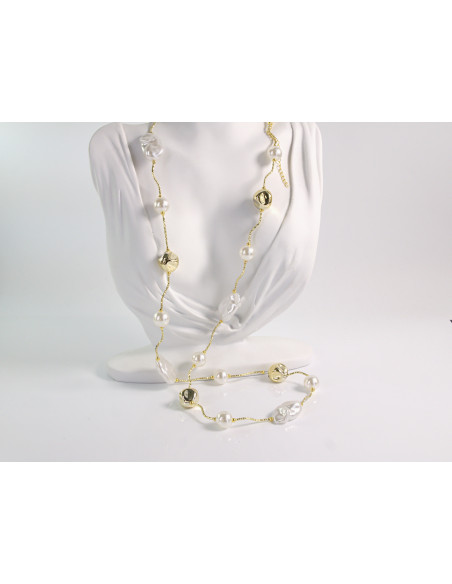 NASZYJNIK WIECZOROWY DŁUGI z PERŁAMI  PERŁY Lolita Akcesoria