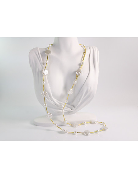 NASZYJNIK WIECZOROWY DŁUGI z PERŁAMI  PERŁY Lolita Akcesoria