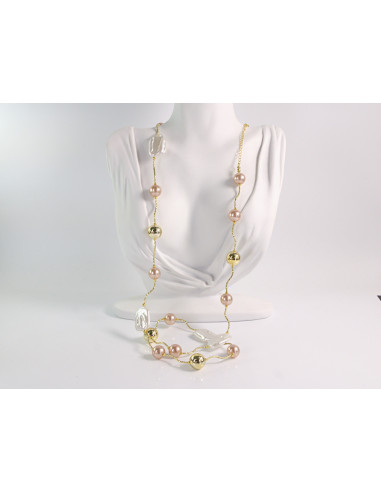 NASZYJNIK WIECZOROWY DŁUGI z PERŁAMI  PERŁY...