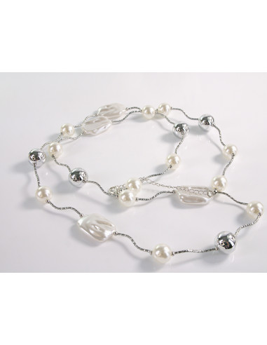 NASZYJNIK WIECZOROWY DŁUGI z PERŁAMI  PERŁY...