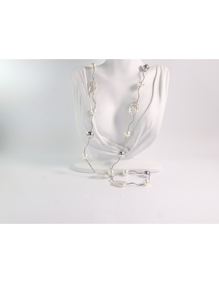 NASZYJNIK WIECZOROWY DŁUGI z PERŁAMI  PERŁY Lolita Akcesoria