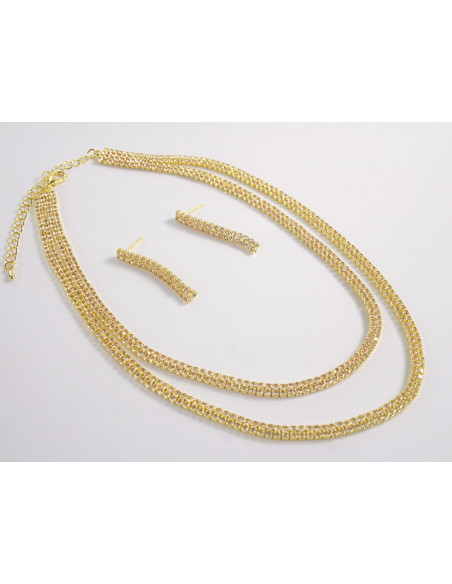 NASZYJNIK KOLIA WIECZOROWY POD SZYJĘ CYRKONIE  Lolita Akcesoria ZŁOTY