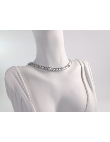 NASZYJNIK TENNIS KOLIA POD SZYJĘ CYRKONIE  Lolita Akcesoria SREBRNY