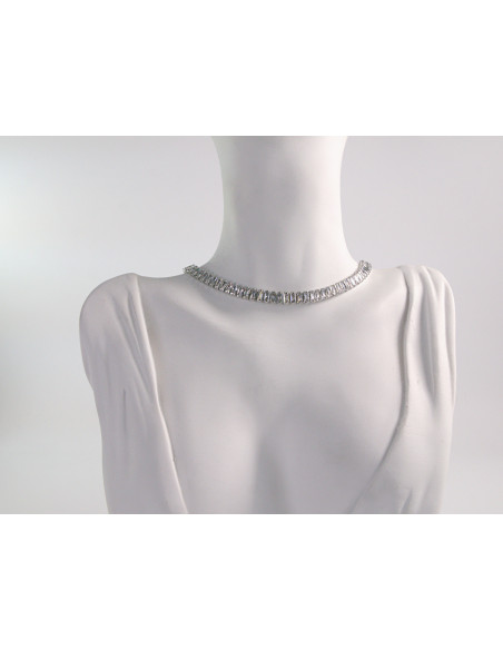 NASZYJNIK TENNIS KOLIA POD SZYJĘ CYRKONIE  Lolita Akcesoria SREBRNY