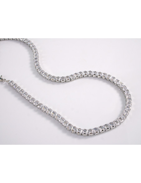 NASZYJNIK TENNIS KOLIA POD SZYJĘ CYRKONIE  Lolita Akcesoria SREBRNY