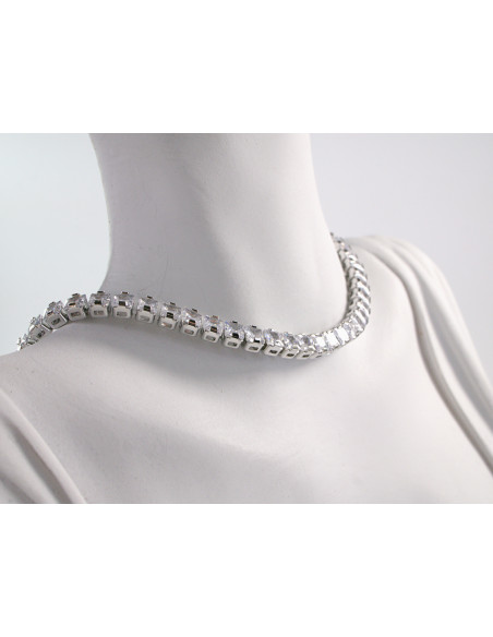 NASZYJNIK TENNIS KOLIA POD SZYJĘ CYRKONIE  Lolita Akcesoria SREBRNY