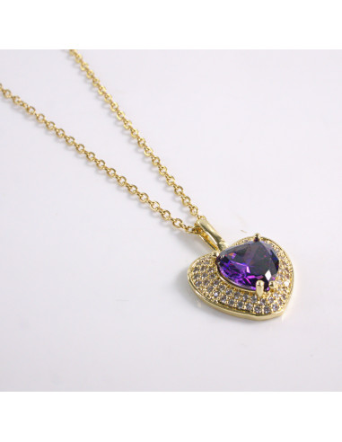 NASZYJNIK SERCE FIOLETOWY SERDUSZKO STAL...