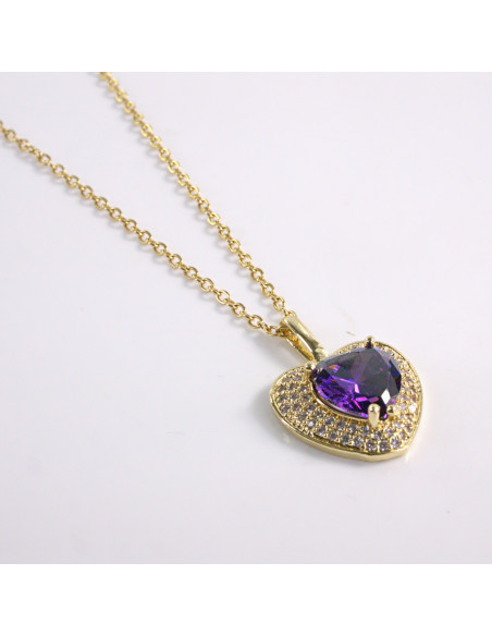 NASZYJNIK SERCE FIOLETOWY SERDUSZKO STAL CHIRURGICZNA LOLITA AKCESORIA