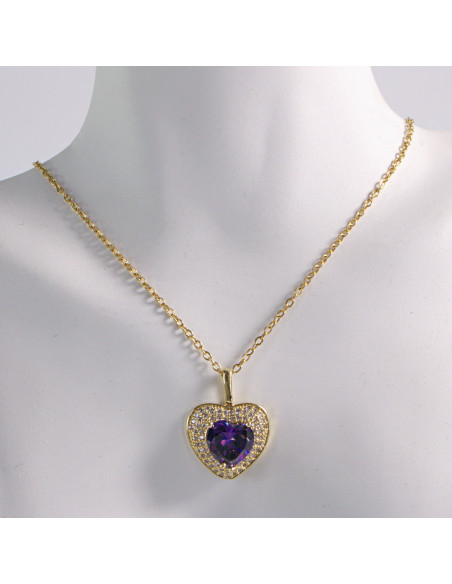 NASZYJNIK SERCE FIOLETOWY SERDUSZKO STAL CHIRURGICZNA LOLITA AKCESORIA