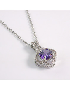 NASZYJNIK KWIAT FIOLETOWY KWIATEK STAL CHIRURGICZNA...