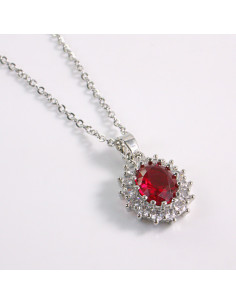 NASZYJNIK OWAL CZERWONY KAMIEŃ STAL CHIRURGICZNA LOLITA...