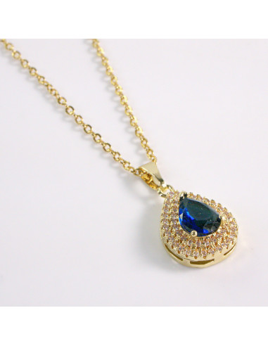 NASZYJNIK ŁEZKA NIEBIESKI KROPLA STAL...