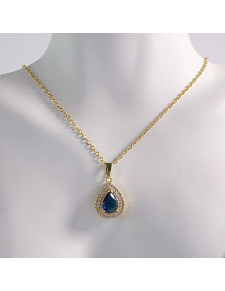 NASZYJNIK ŁEZKA NIEBIESKI KROPLA STAL CHIRURGICZNA LOLITA AKCESORIA