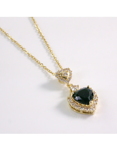 NASZYJNIK ZŁOTY SERCE CZARNY SERDUSZKO STAL...