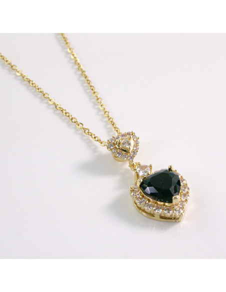 NASZYJNIK ZŁOTY SERCE CZARNY SERDUSZKO STAL CHIRURGICZNA LOLITA AKCESORIA