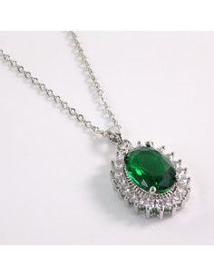 NASZYJNIK SREBRNY OWAL ZIELONY STAL CHIRURGICZNA LOLITA...