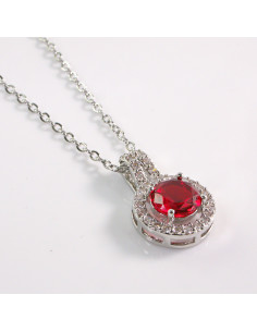 NASZYJNIK SREBRNY OKRĄG CZERWONY KOŁO STAL CHIRURGICZNA...