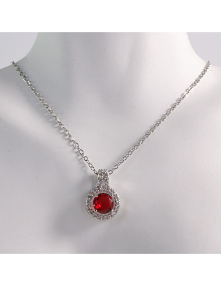 NASZYJNIK SREBRNY OKRĄG CZERWONY KOŁO STAL CHIRURGICZNA LOLITA AKCESORIA