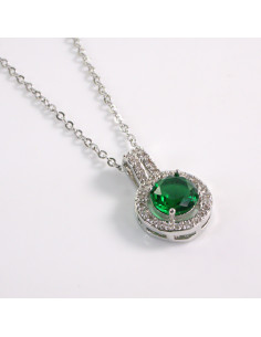 NASZYJNIK SREBRNY OKRĄG ZIELONY KOŁO STAL CHIRURGICZNA...