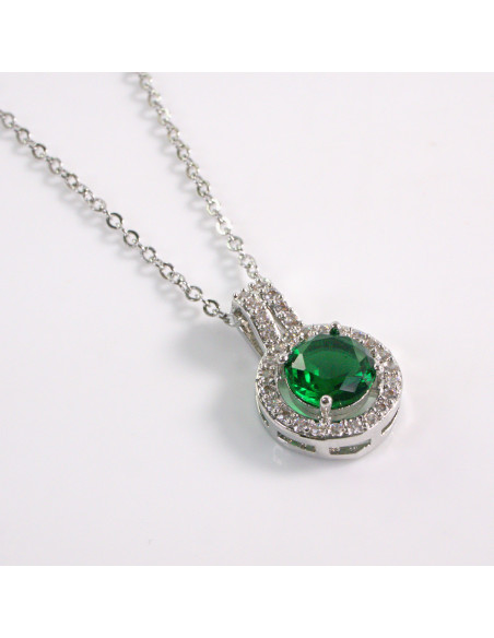 NASZYJNIK SREBRNY OKRĄG ZIELONY KOŁO STAL CHIRURGICZNA LOLITA AKCESORIA