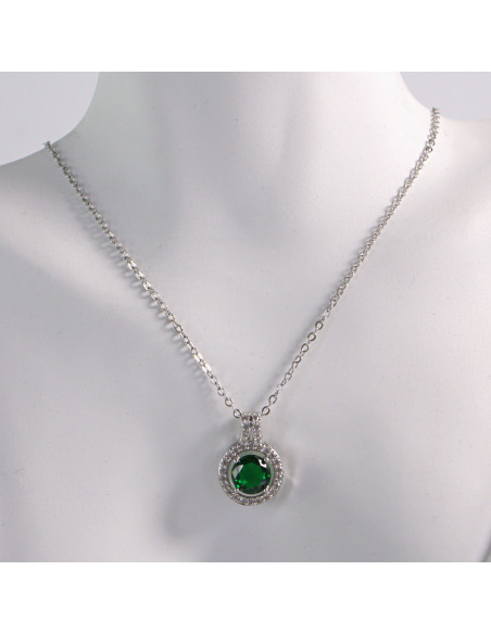 NASZYJNIK SREBRNY OKRĄG ZIELONY KOŁO STAL CHIRURGICZNA LOLITA AKCESORIA