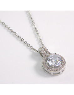 NASZYJNIK SREBRNY OKRĄG CRYSTAL KOŁO STAL CHIRURGICZNA...