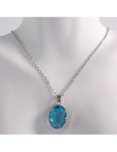 NASZYJNIK SREBRNY OWAL NIEBIESKI BŁEKIT STAL CHIRURGICZNA... 2