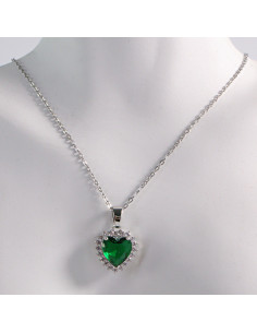 NASZYJNIK SREBRNY SERCE ZIELONY STAL CHIRURGICZNA LOLITA... 2