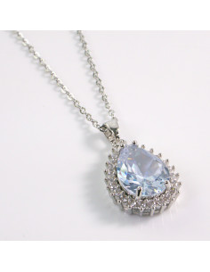 NASZYJNIK SREBRNY ŁEZKA CRYSTAL KROPLA STAL CHIRURGICZNA...