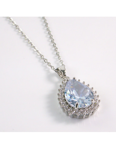 NASZYJNIK SREBRNY ŁEZKA CRYSTAL KROPLA STAL...