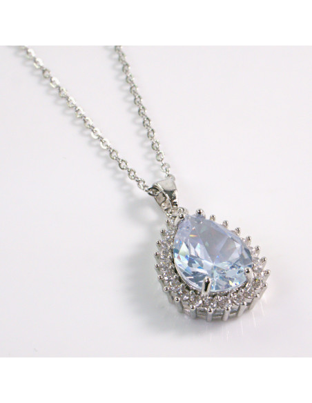 NASZYJNIK SREBRNY ŁEZKA CRYSTAL KROPLA STAL CHIRURGICZNA LOLITA AKCESORIA