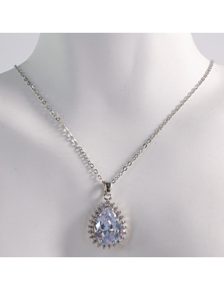 NASZYJNIK SREBRNY ŁEZKA CRYSTAL KROPLA STAL CHIRURGICZNA LOLITA AKCESORIA