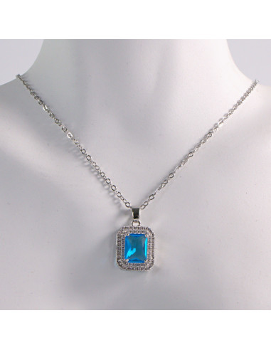 NASZYJNIK SREBRNY KLASYK GRANATOWY STAL...