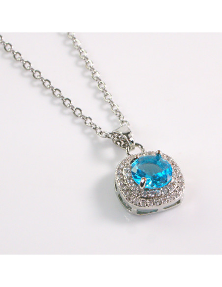 NASZYJNIK SREBRNY KRYSZTAŁ NIEBIESKI STAL CHIRURGICZNA LOLITA AKCESORIA