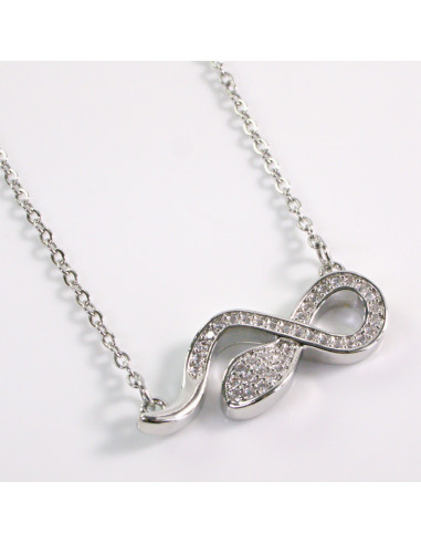NASZYJNIK SREBRNY WĄŻ NIESKOŃCZONOŚĆ STAL...