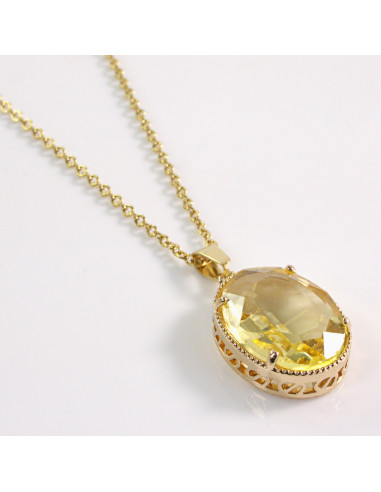 NASZYJNIK ZŁOTY OWAL ŻÓŁTY STAL CHIRURGICZNA...