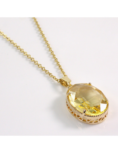 NASZYJNIK ZŁOTY OWAL ŻÓŁTY STAL CHIRURGICZNA LOLITA AKCESORIA