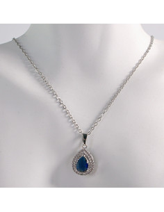 NASZYJNIK SREBRNY ŁEZKA GRANATOWY KROPLA STAL... 2