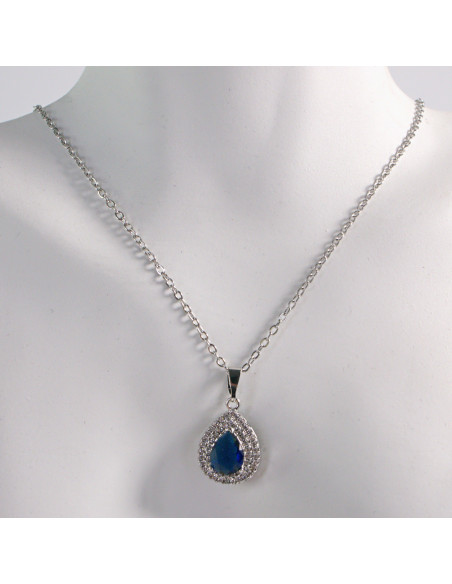 NASZYJNIK SREBRNY ŁEZKA GRANATOWY KROPLA STAL CHIRURGICZNA LOLITA AKCESORIA