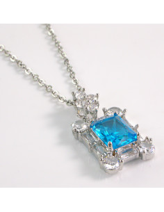 NASZYJNIK SREBRNY KLASYK NIEBIESKI STAL CHIRURGICZNA...