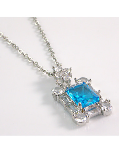 NASZYJNIK SREBRNY KLASYK NIEBIESKI STAL...