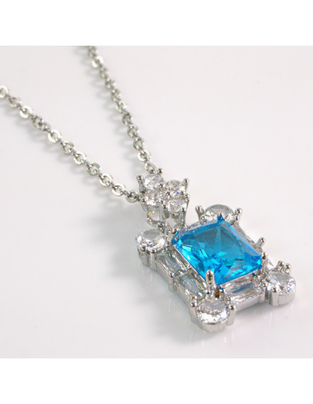 NASZYJNIK SREBRNY KLASYK NIEBIESKI STAL CHIRURGICZNA LOLITA AKCESORIA