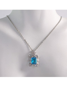 NASZYJNIK SREBRNY KLASYK NIEBIESKI STAL CHIRURGICZNA... 2